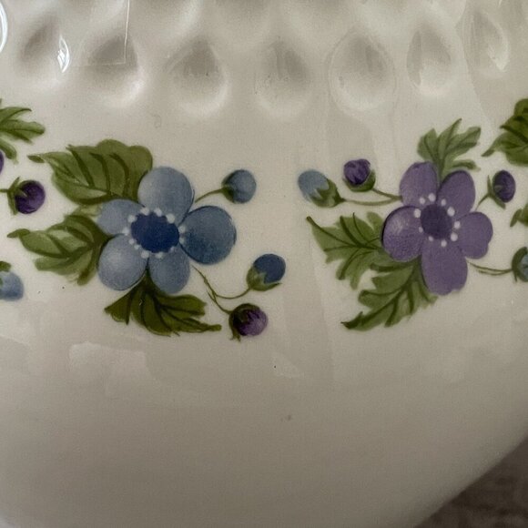 Vintage MCM Iroquois Ben Seibel Intaglio Purple Blue Flower Lidded Teapot USA 9" - Picture 5 of 10